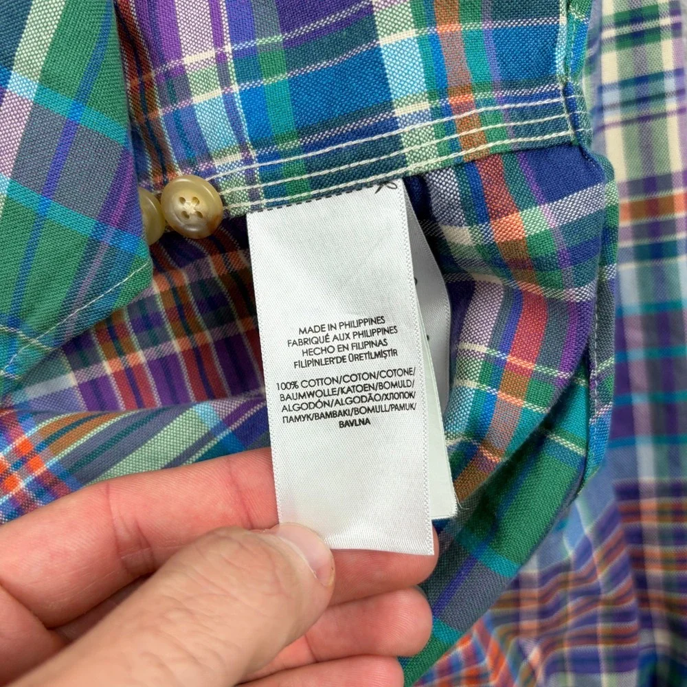 Polo Ralph Lauren Shirt Mens Medium Multicolor Plaid Oxford Workshirt NWT